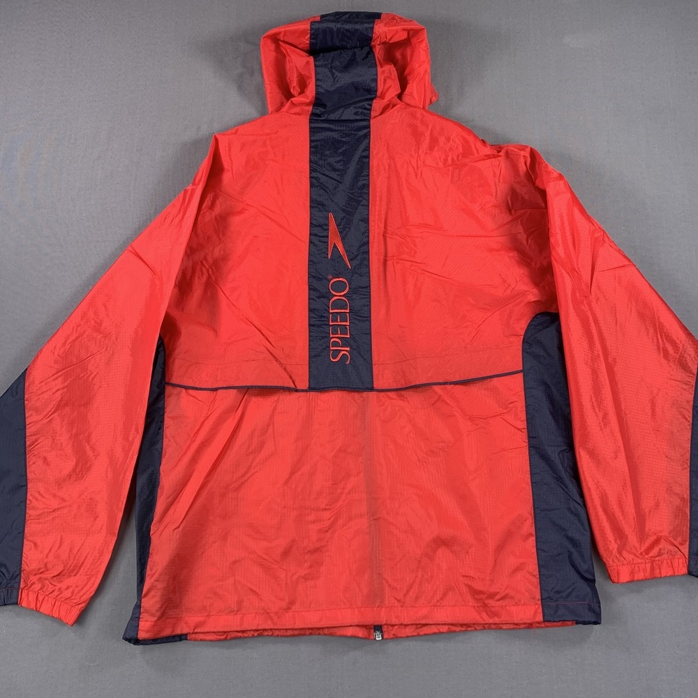 Vintage Speedo Hooded Windbreaker Jacket Large Nylon Mesh Lined 90s - Picture 12 of 16